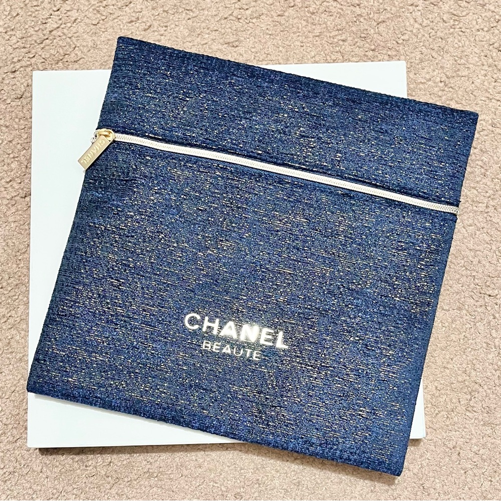 CHANEL Blue and Gold Makeup Pouch
